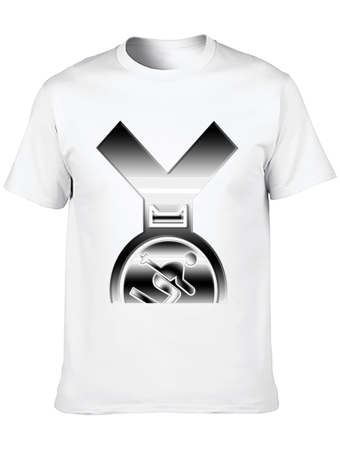 Unique Skiing Medal Graphic Tee - Black
