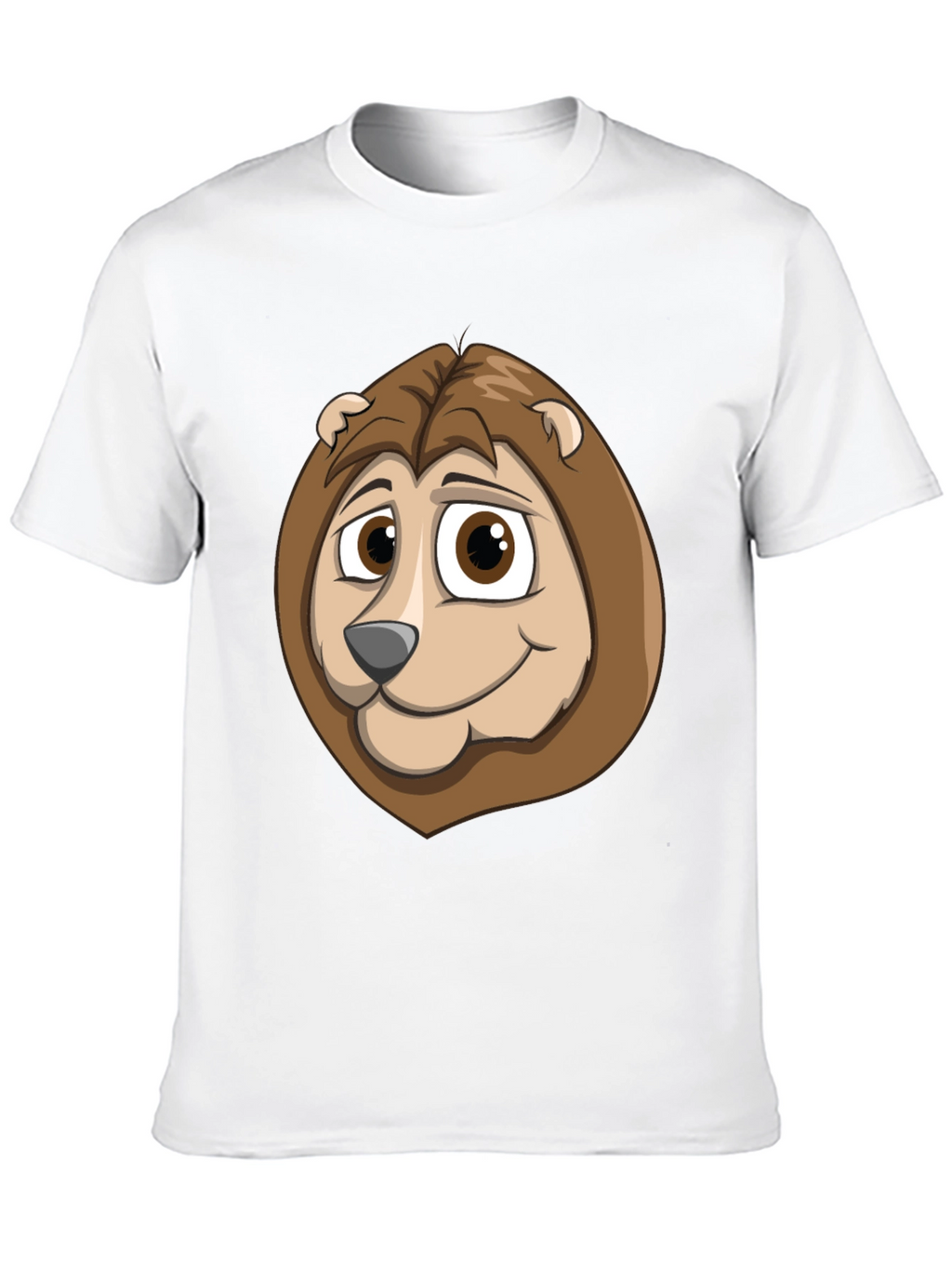 Cartoon Lion Graphic Tee - Black Cotton Shirt
