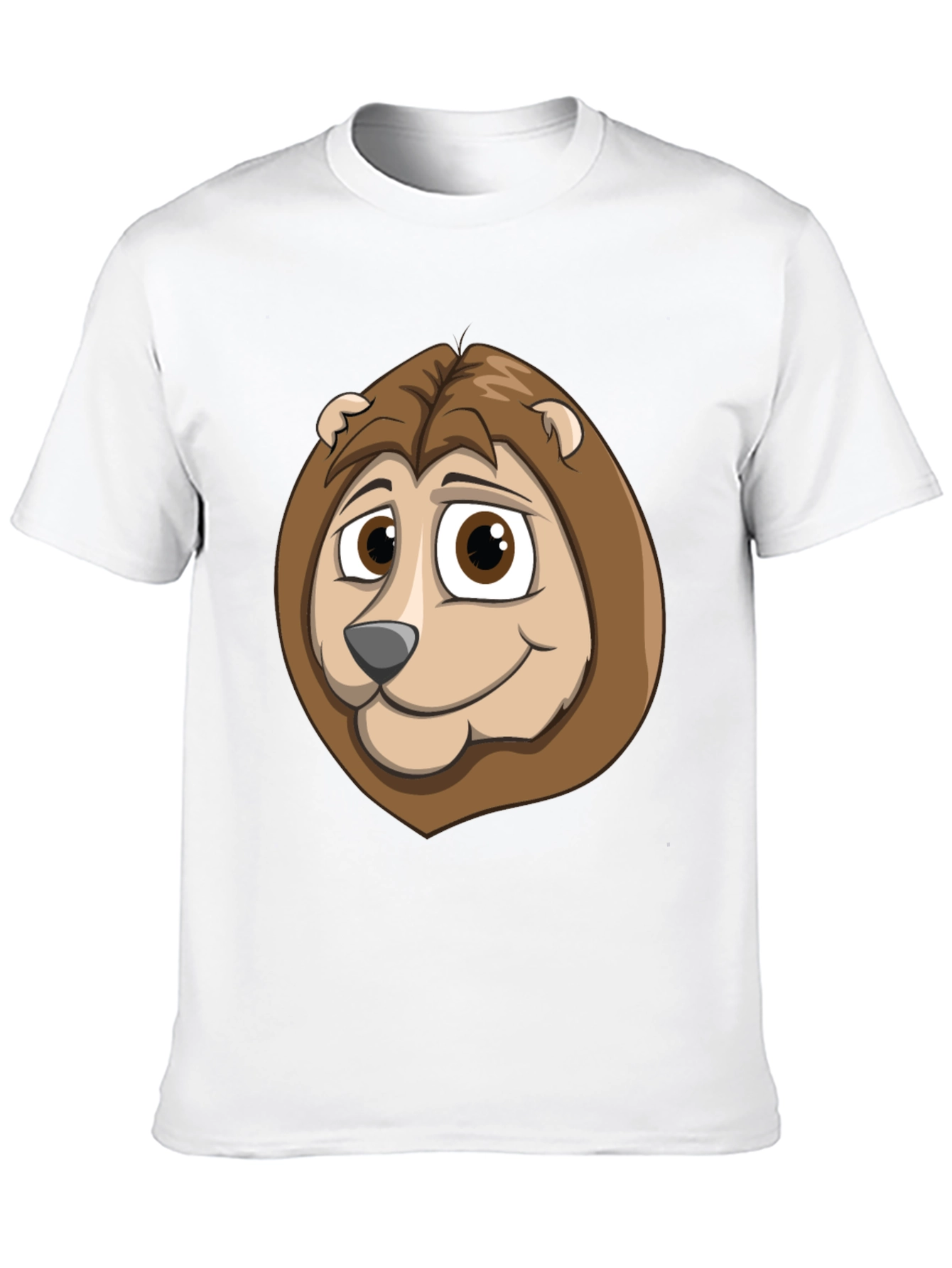 Cartoon Lion Graphic Tee - Black Cotton Shirt