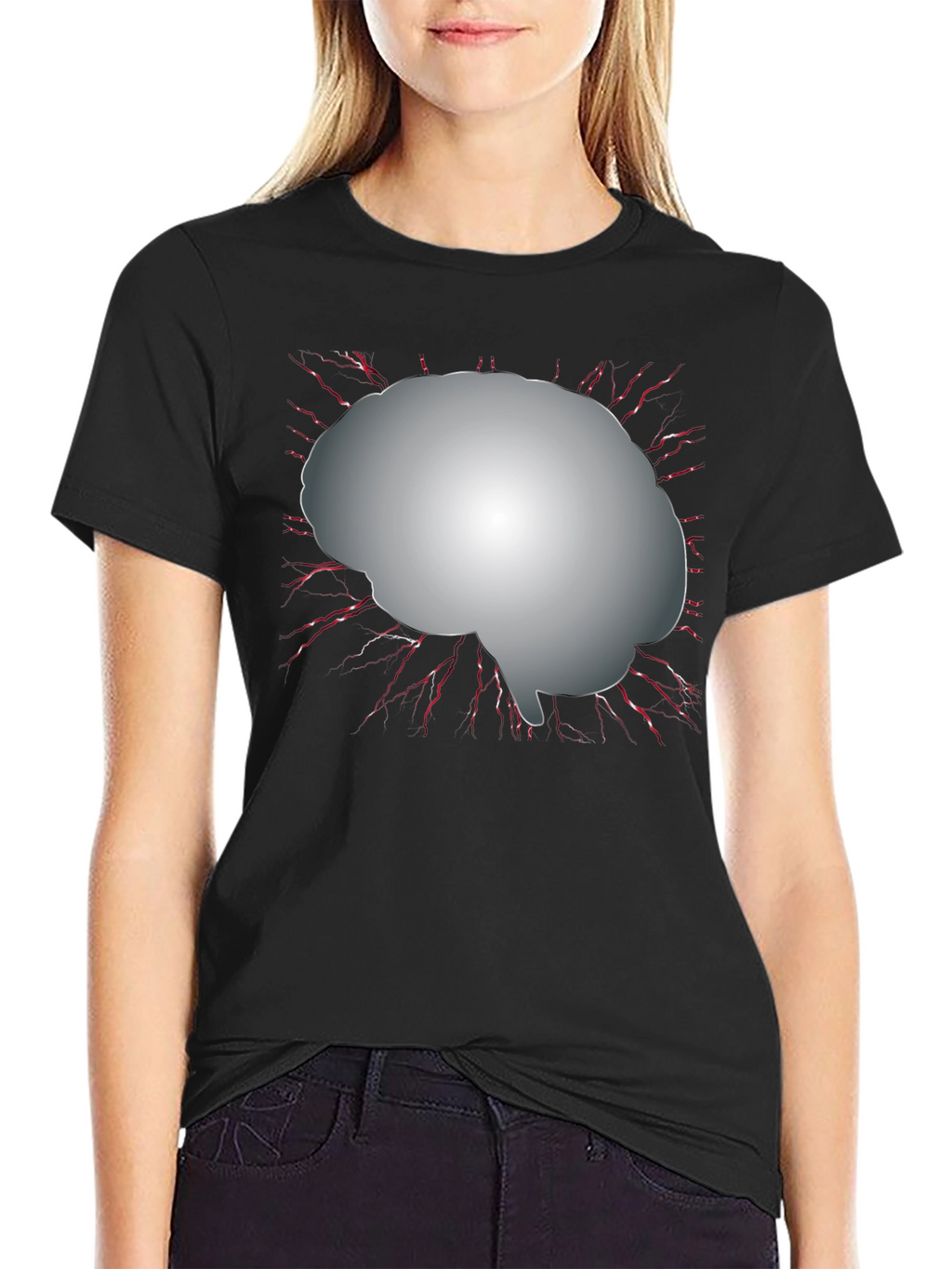 Brain Graphic Black T-Shirt - Think Different!