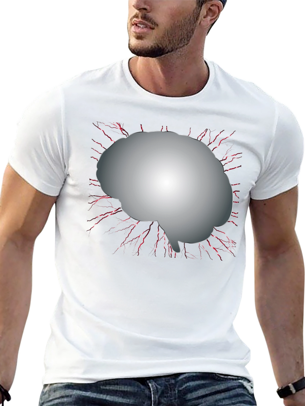 Brain Graphic Black T-Shirt - Think Different!