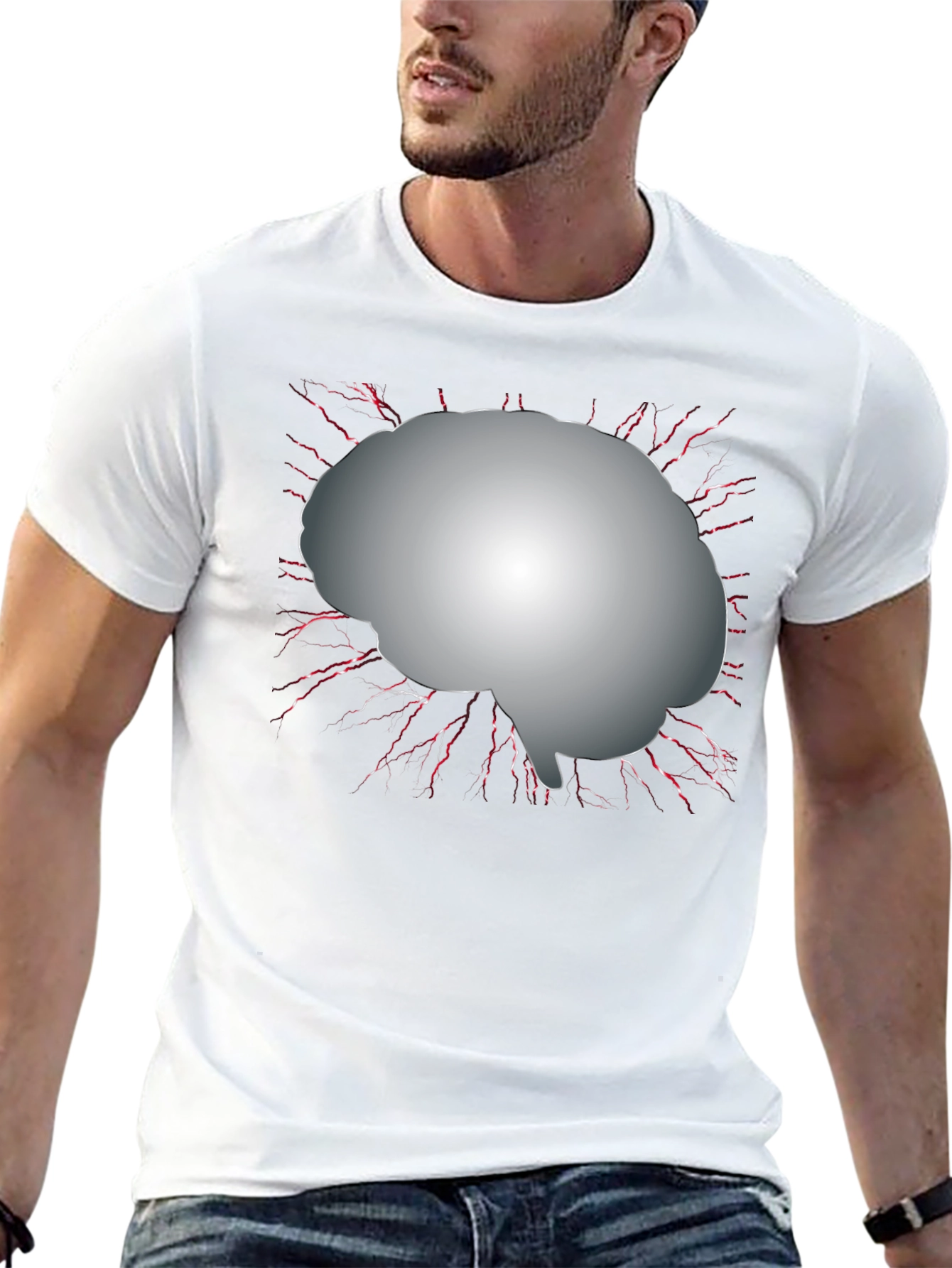 Brain Graphic Black T-Shirt - Think Different!