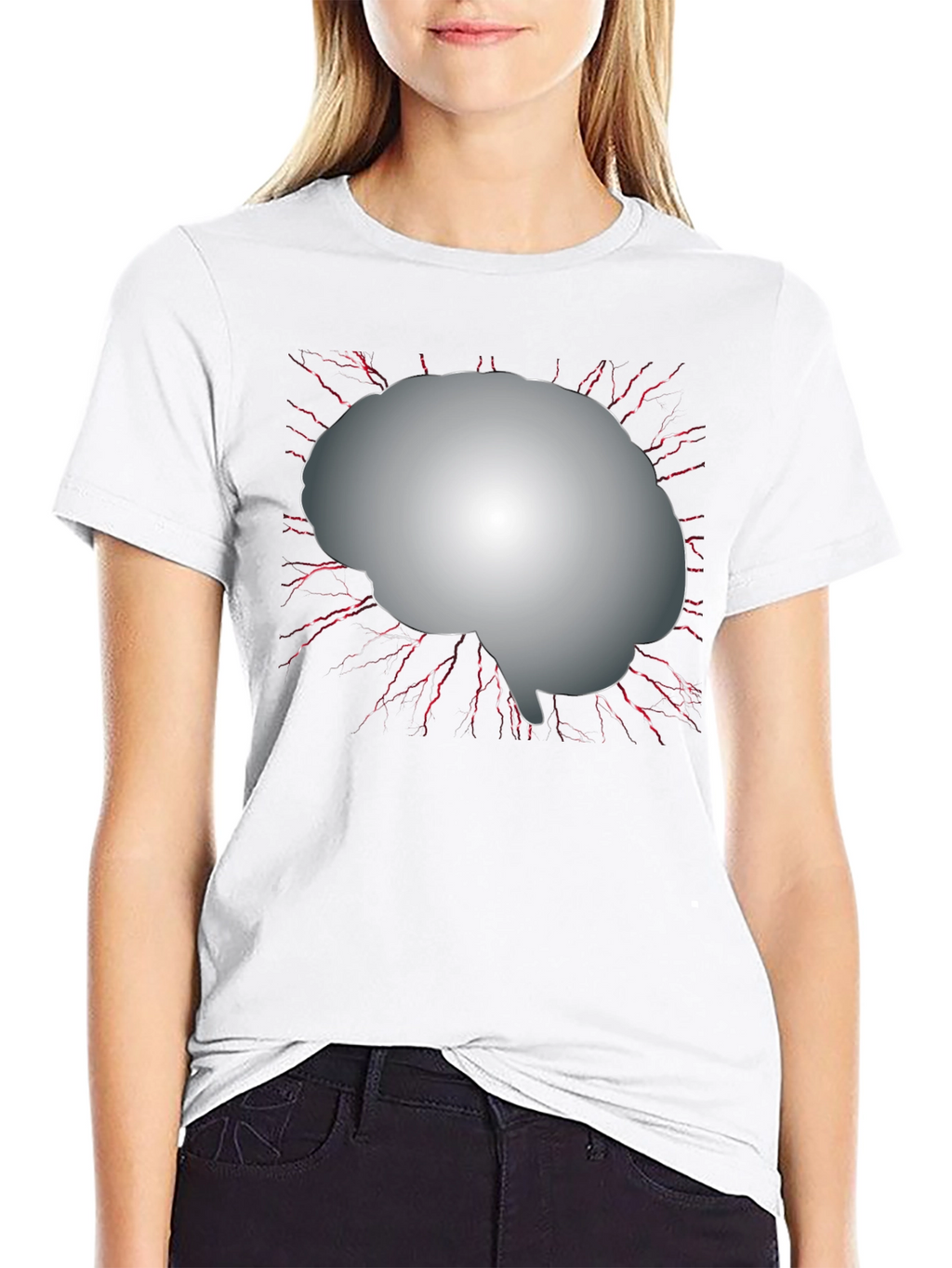 Brain Graphic Black T-Shirt - Think Different!