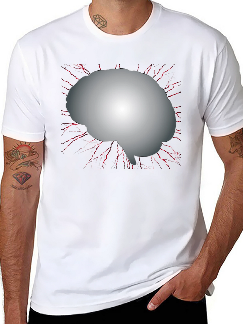 Brain Graphic Black T-Shirt - Think Different!