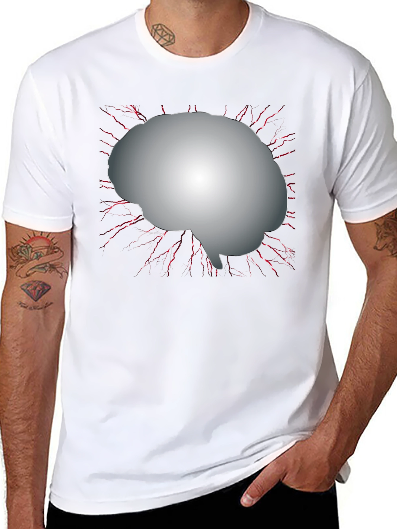 Brain Graphic Black T-Shirt - Think Different!