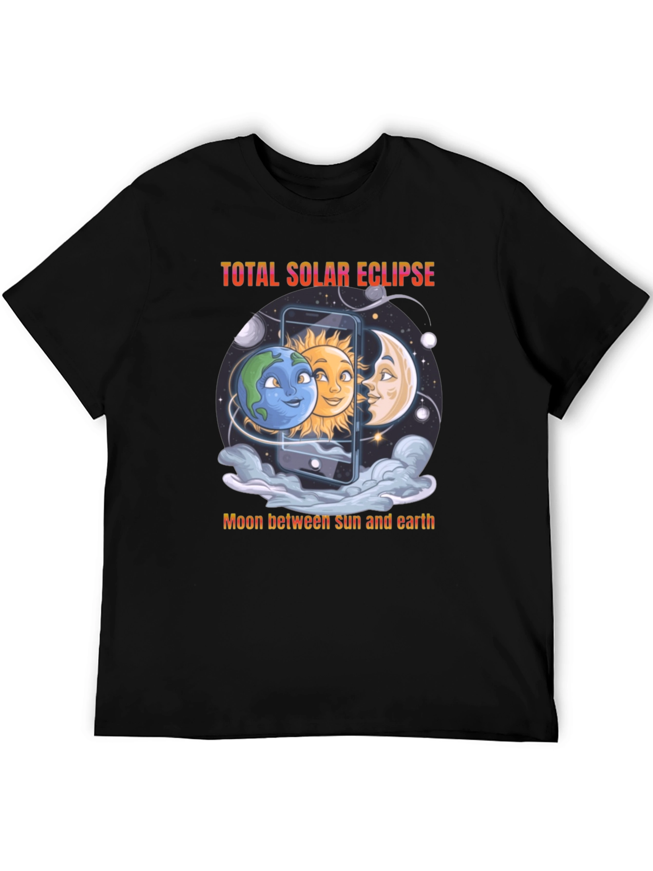 Total Solar Eclipse Graphic Tee - Moon Sun & Earth Design