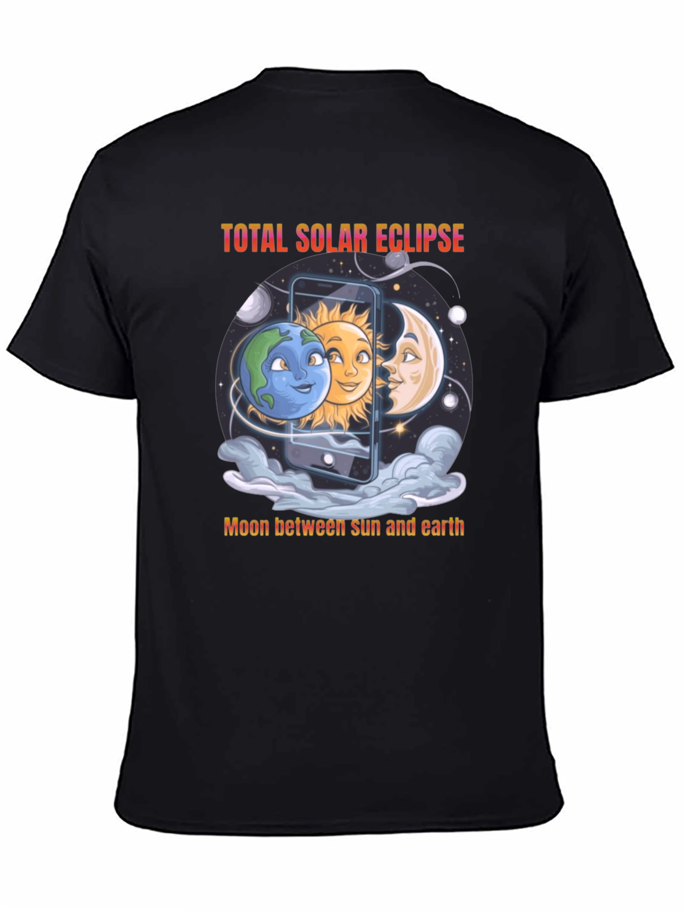 Total Solar Eclipse Graphic Tee - Moon Sun & Earth Design