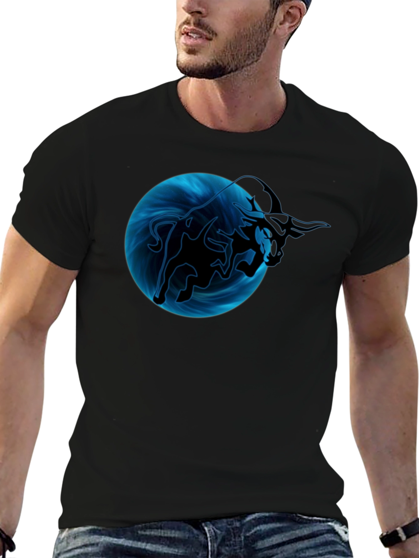 Bull Graphic T-Shirt - Mens Black Short Sleeve Tee