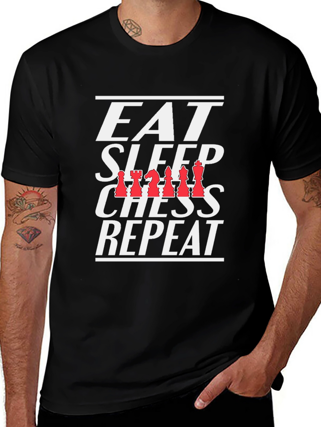 Eat Sleep Chess Repeat T-Shirt Black