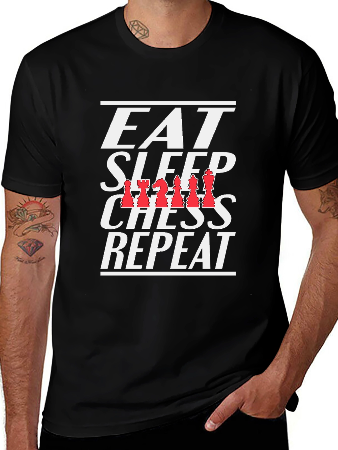 Eat Sleep Chess Repeat T-Shirt Black