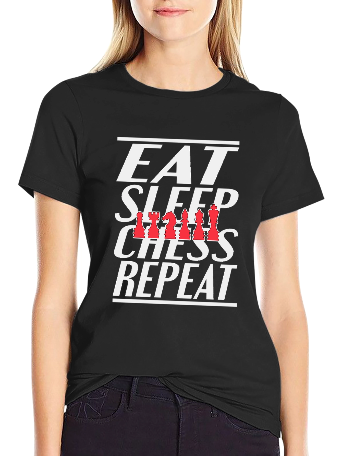 Eat Sleep Chess Repeat T-Shirt Black