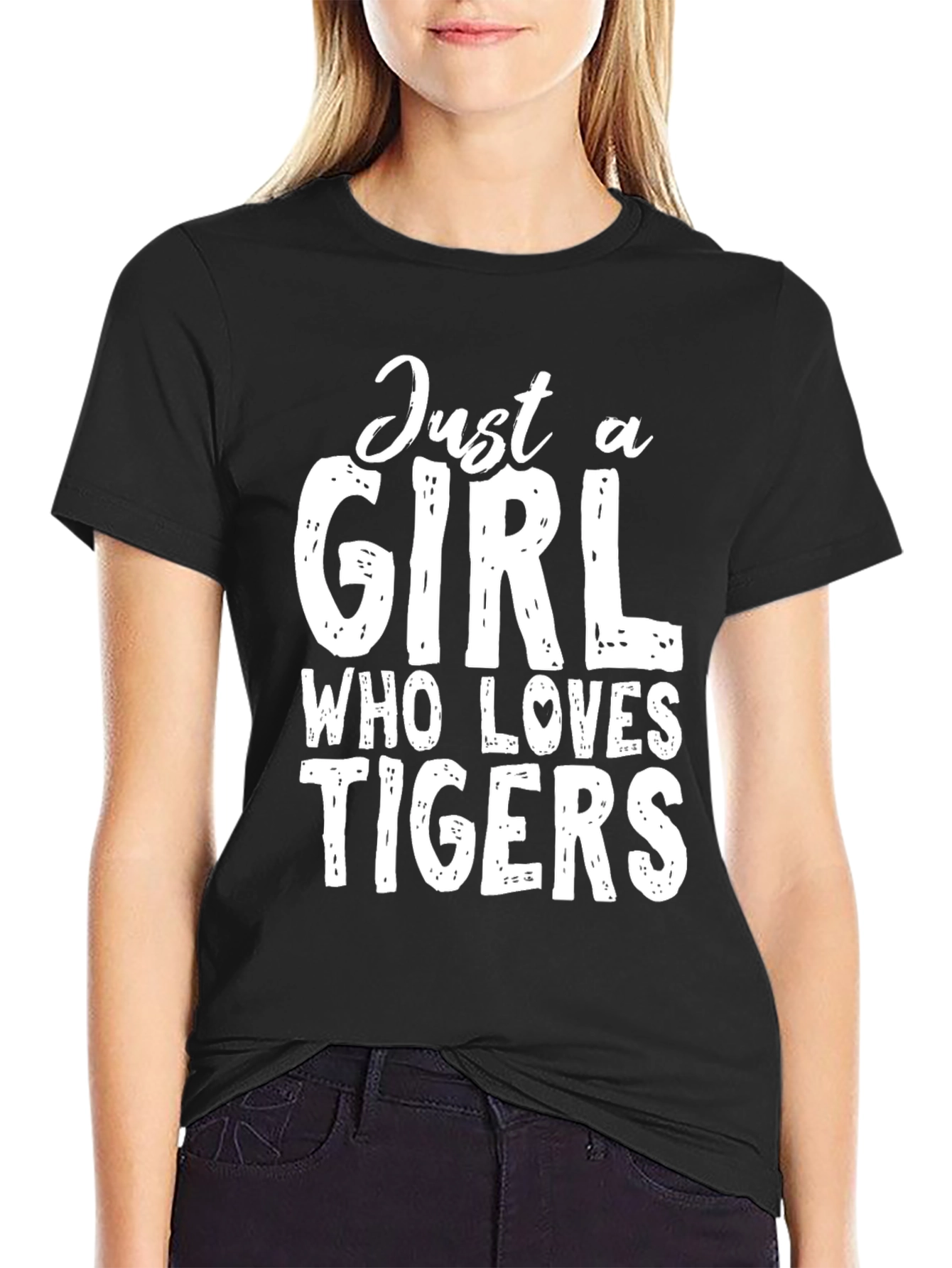 Just A Girl Who Loves Tigers T-Shirt - Black