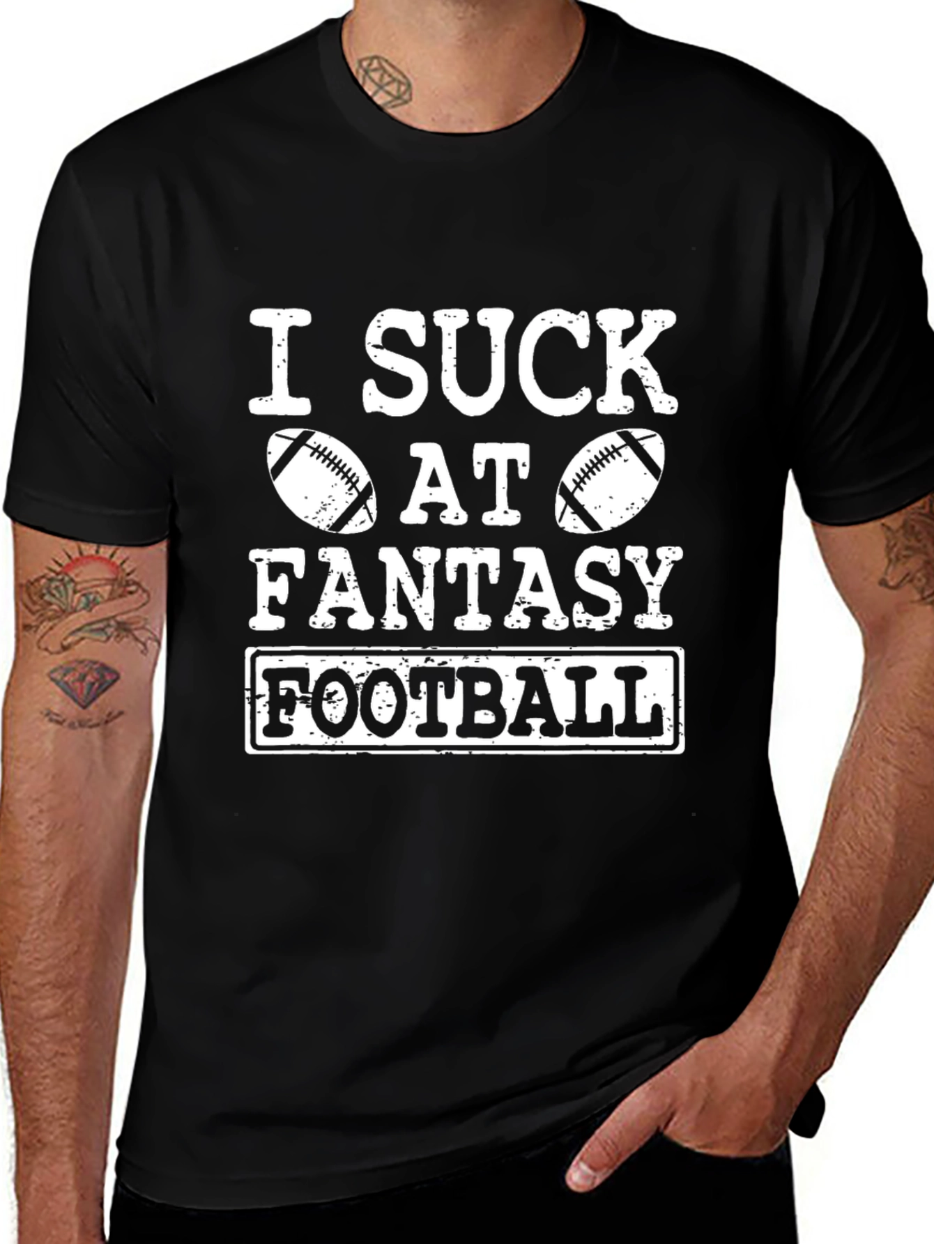 I Suck At Fantasy Football Black Graphic Tee