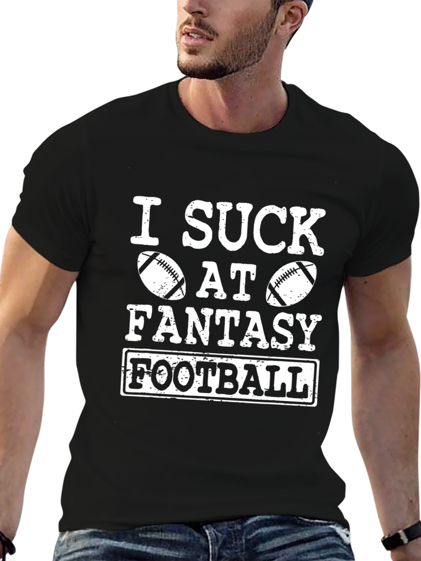 I Suck At Fantasy Football Black Graphic Tee