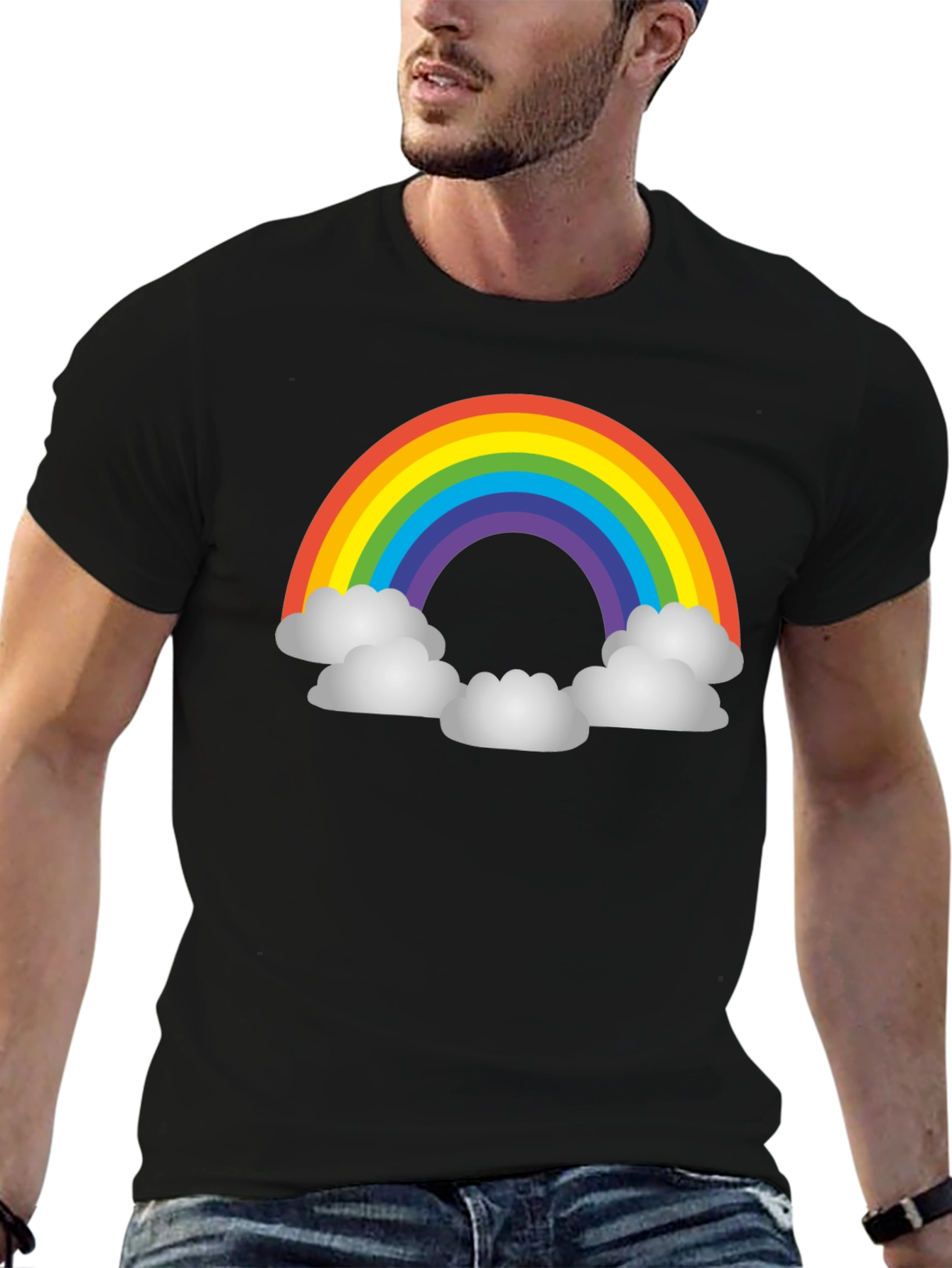 Rainbow Cloud Graphic T-Shirt - Unisex Black Tee
