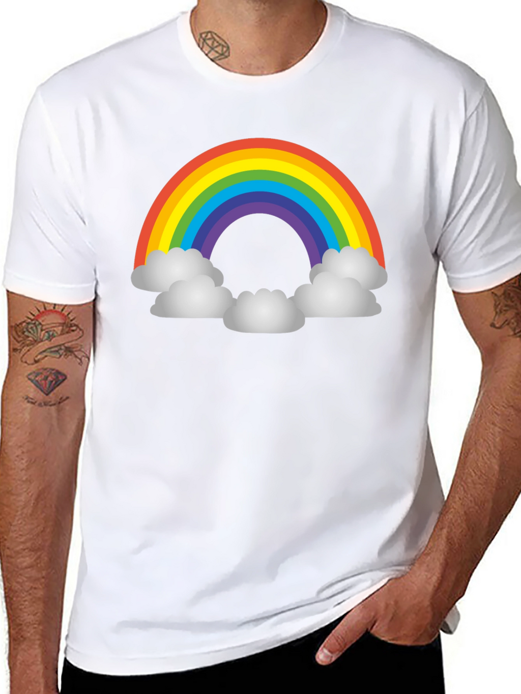Rainbow Cloud Graphic T-Shirt - Unisex Black Tee