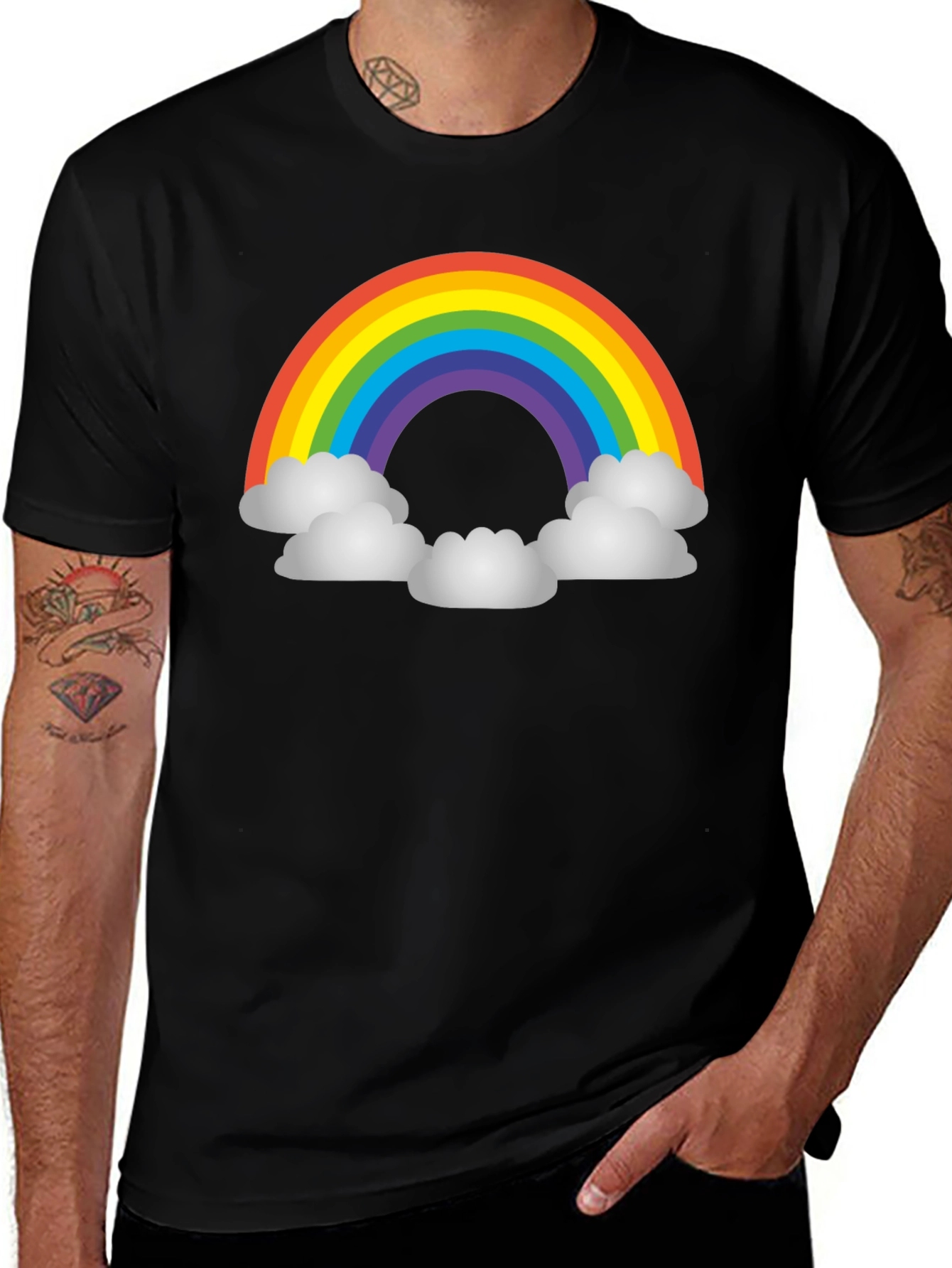 Rainbow Cloud Graphic T-Shirt - Unisex Black Tee