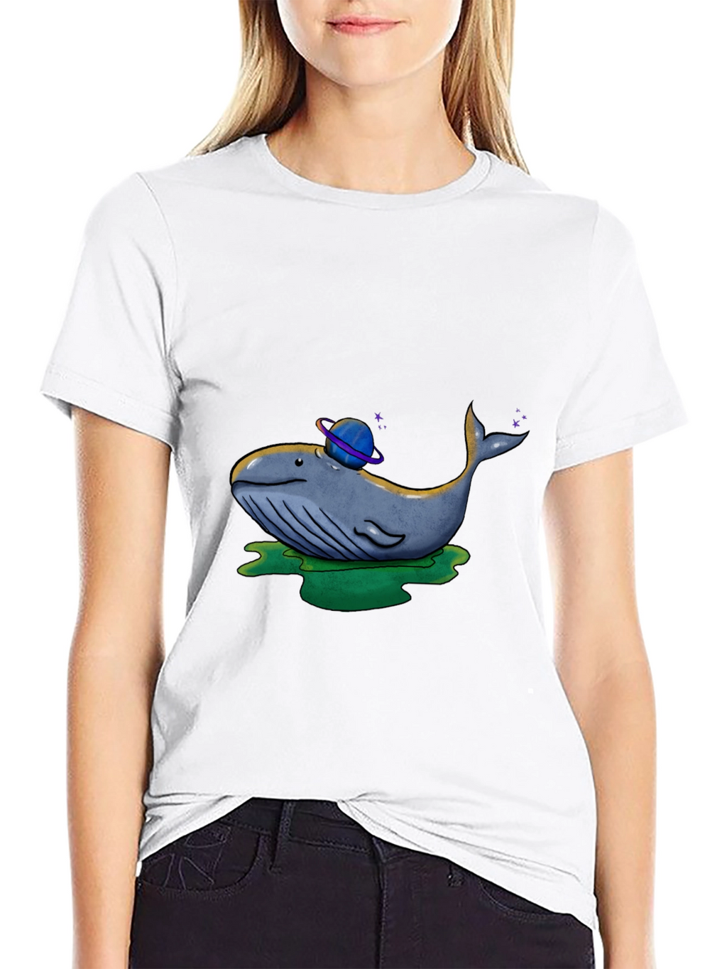 Cosmic Whale Graphic Tee - Black