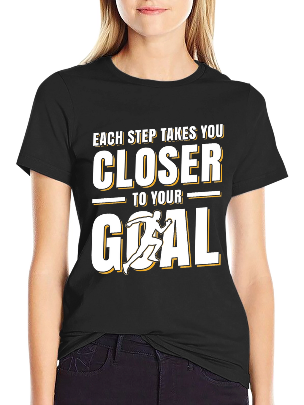 Motivational Each Step Closer to Goal Black T-Shirt