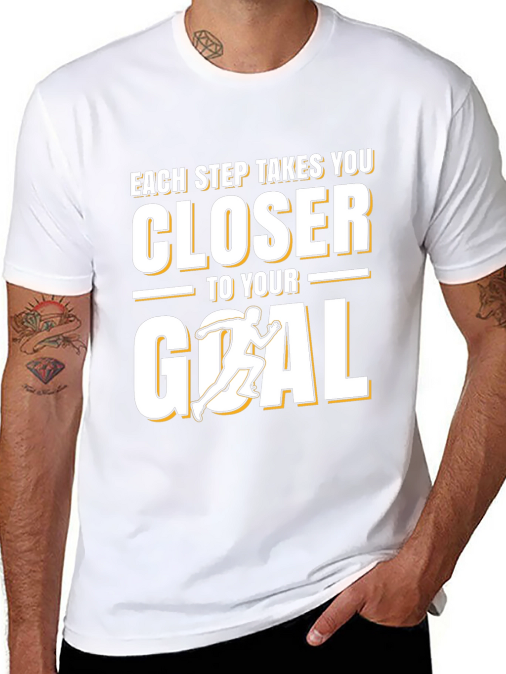 Motivational Each Step Closer to Goal Black T-Shirt