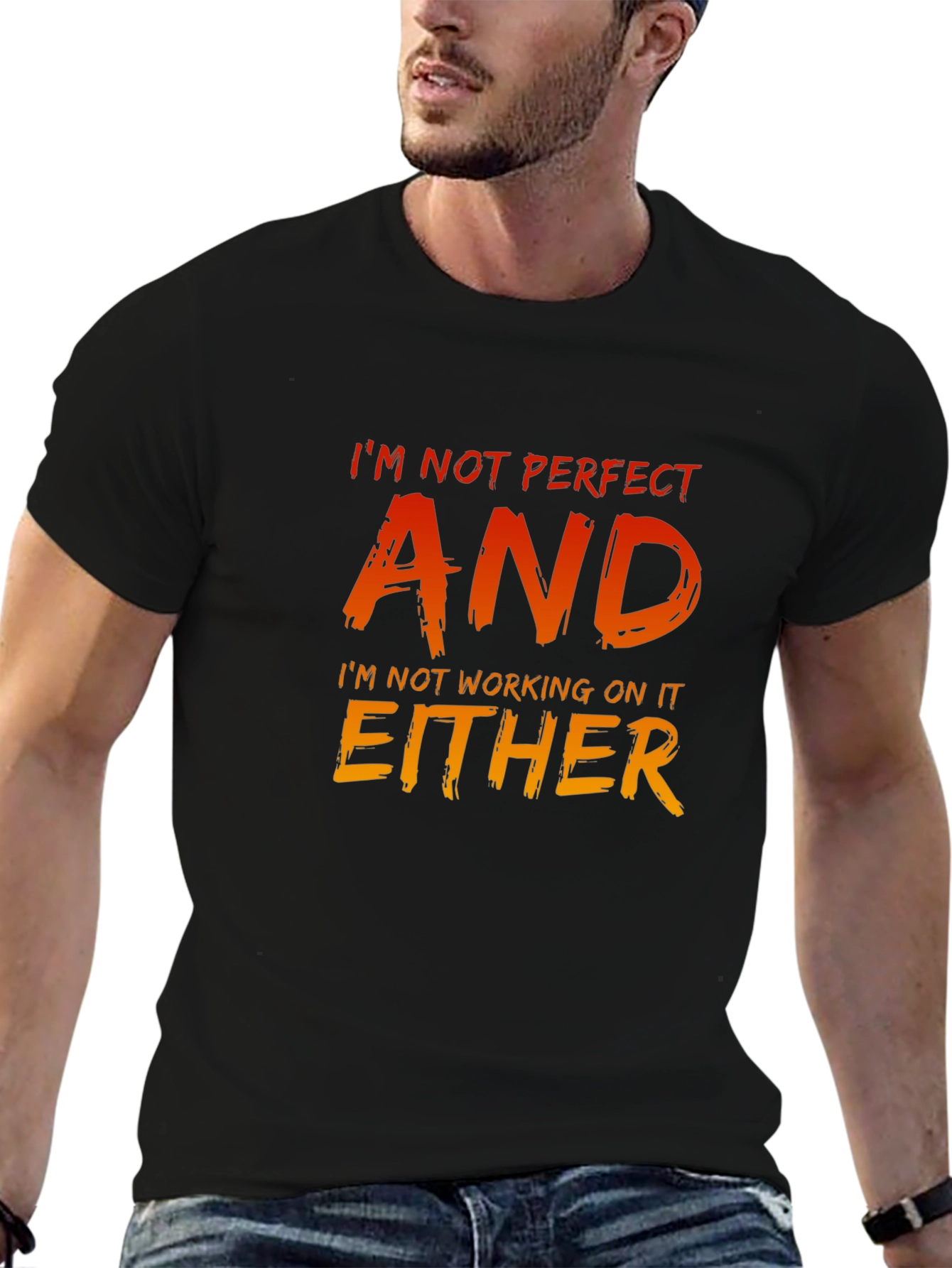 Im Not Perfect Graphic Tee - Mens Black T-Shirt