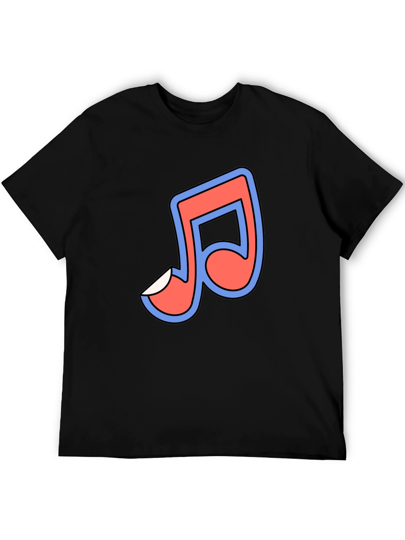 Musical Note Graphic Tee - Black Short Sleeve T-Shirt