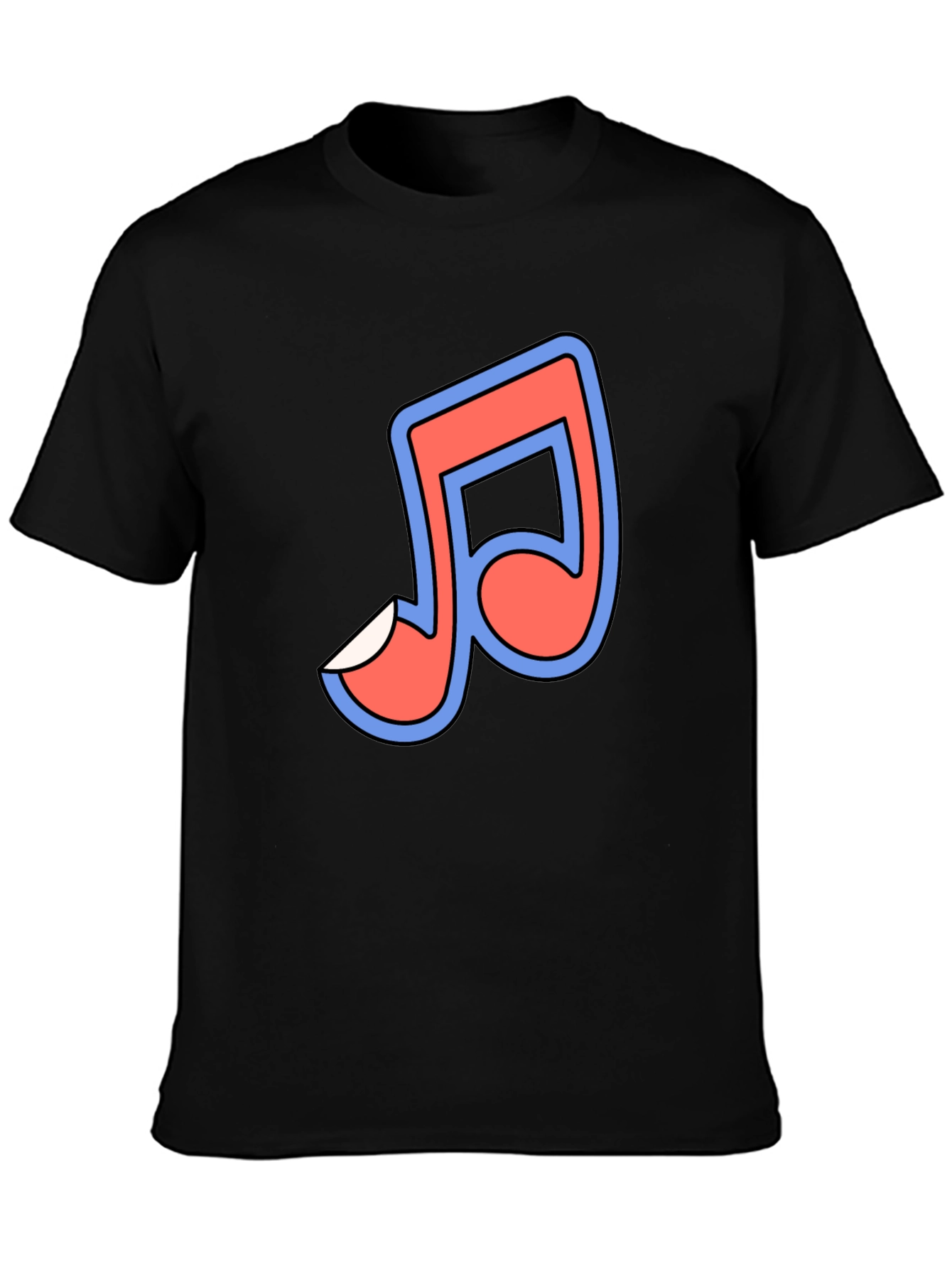Musical Note Graphic Tee - Black Short Sleeve T-Shirt