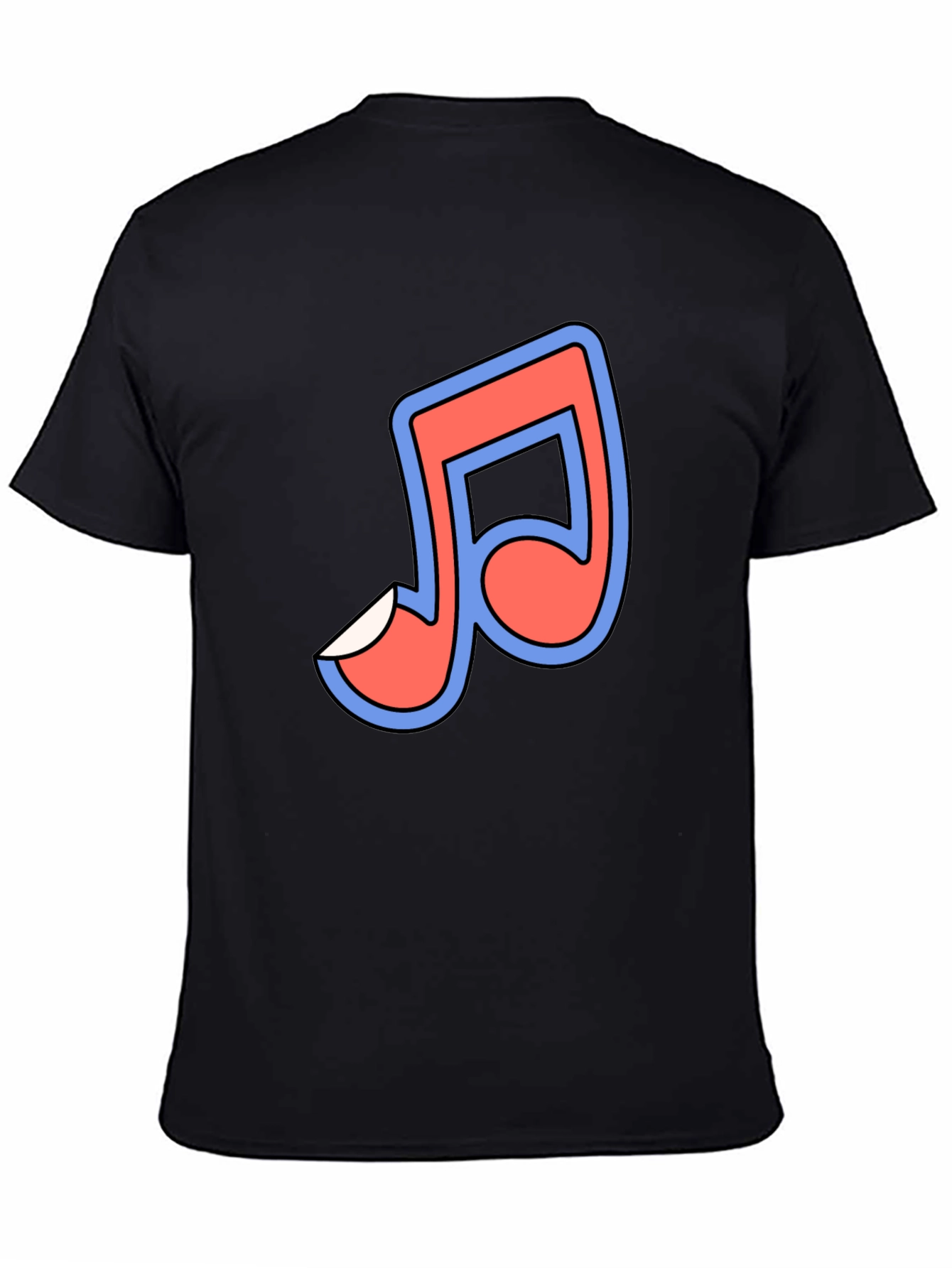Musical Note Graphic Tee - Black Short Sleeve T-Shirt