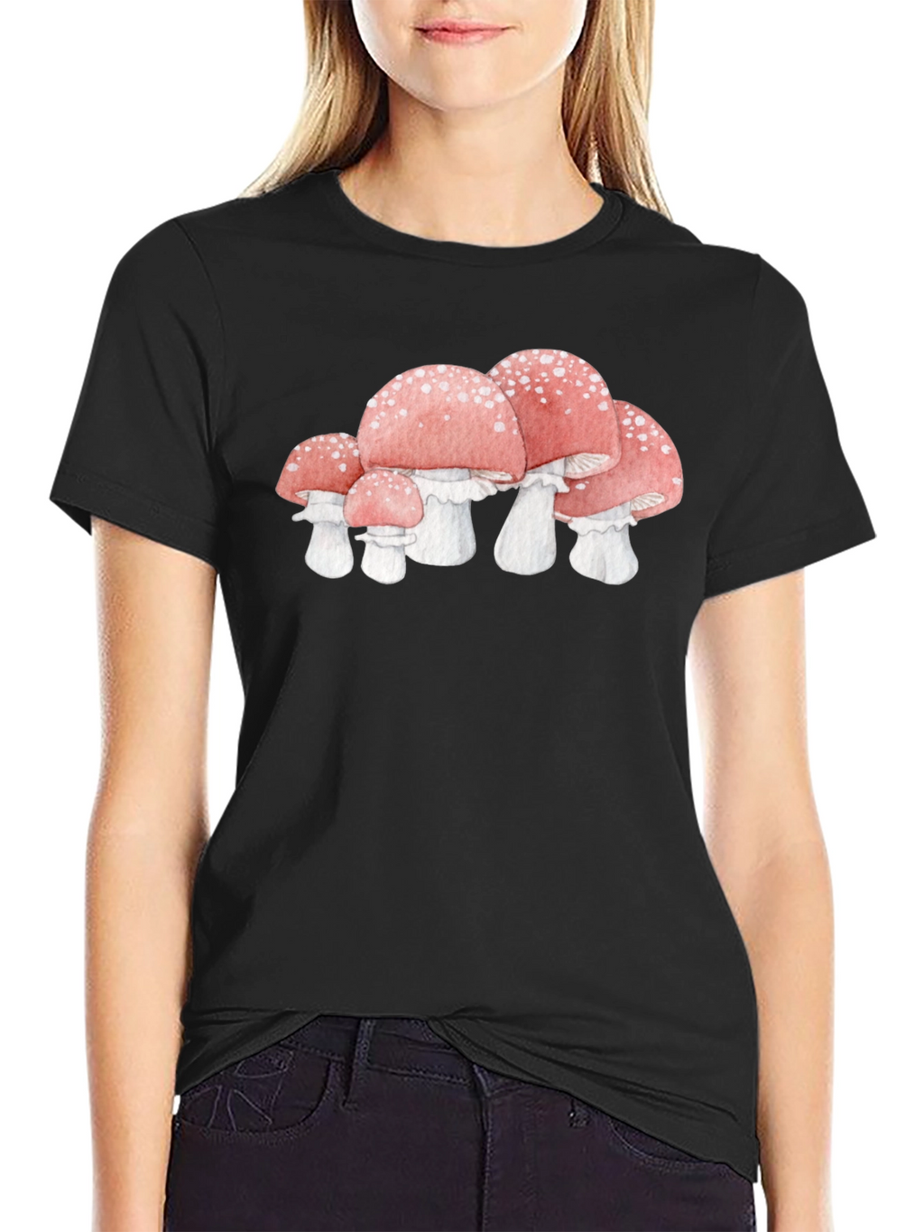 Mushroom Graphic Tee - Whimsical Black T-Shirt