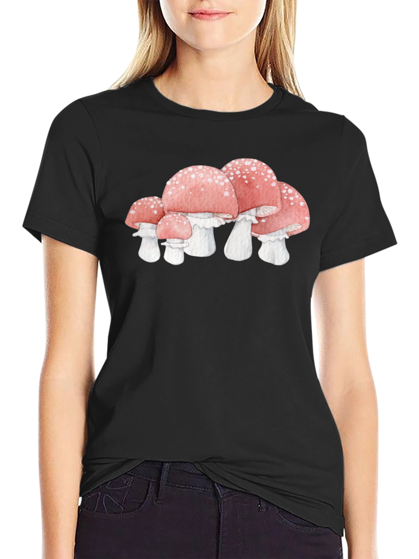 Mushroom Graphic Tee - Whimsical Black T-Shirt
