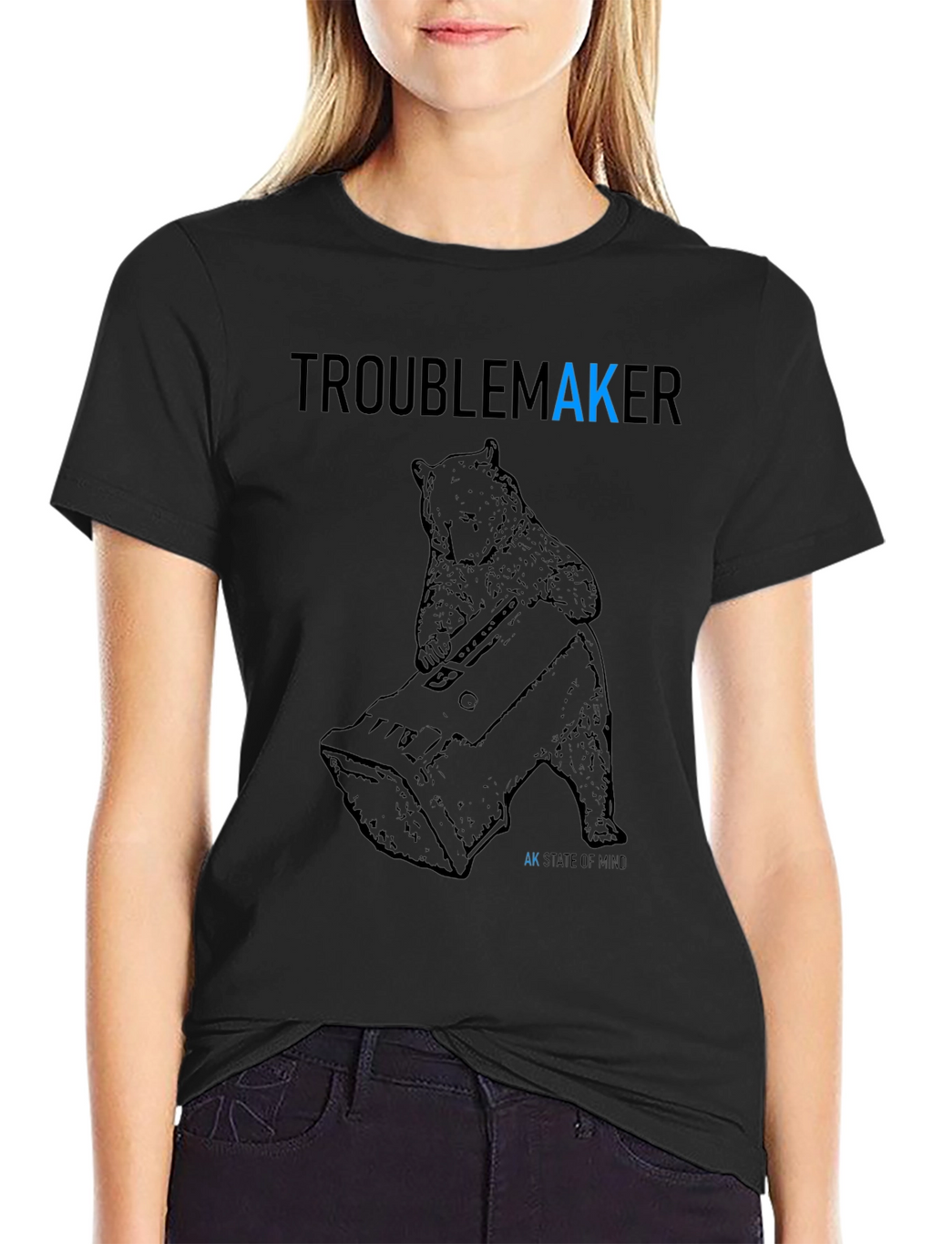 Troublemaker Bear Graphic Tee - AK State of Mind