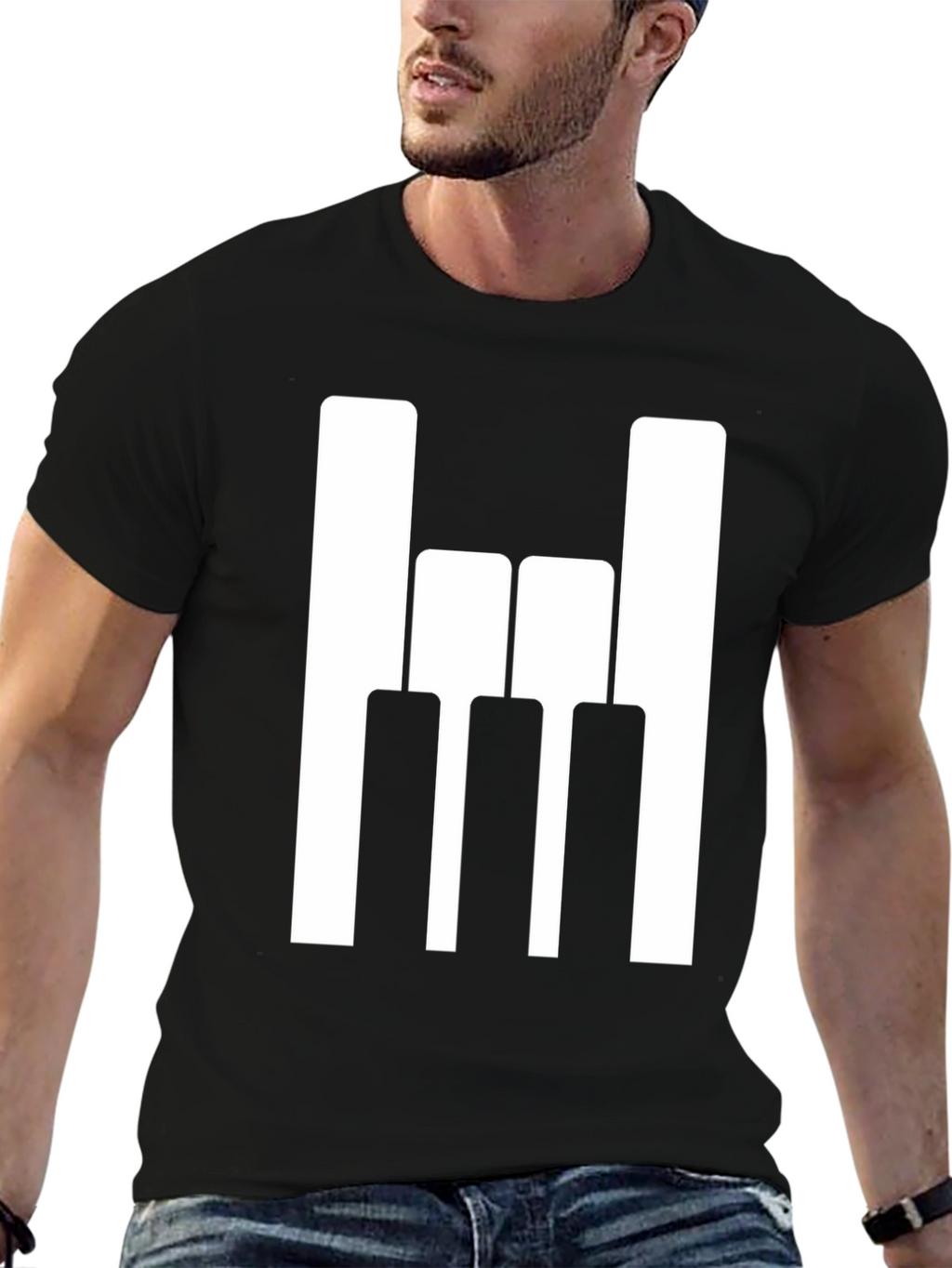 Rock On Piano Keys Graphic T-Shirt