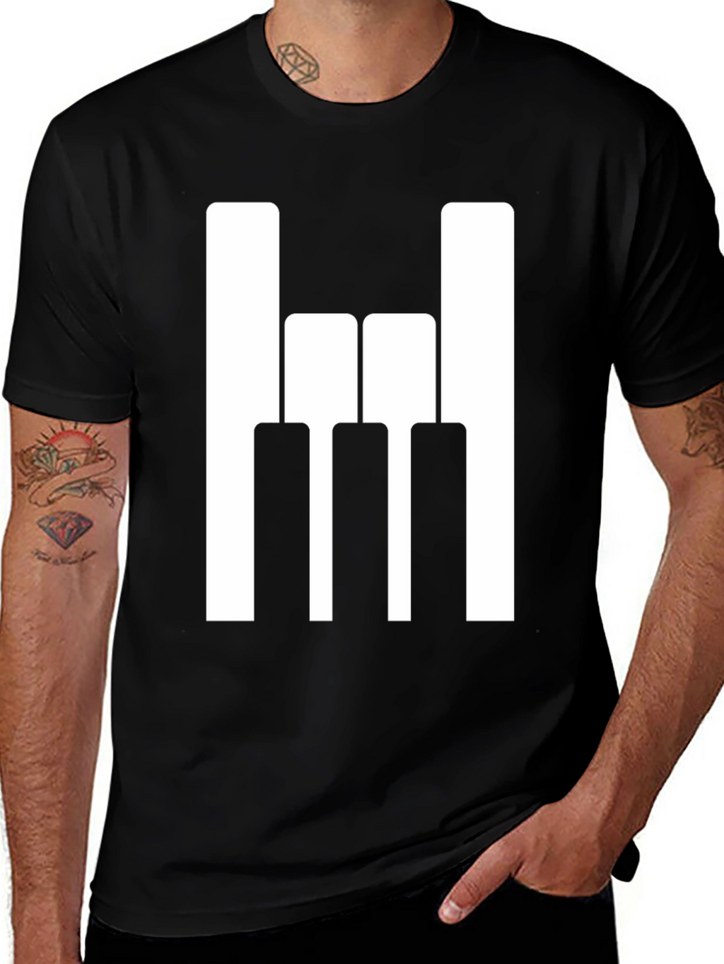 Rock On Piano Keys Graphic T-Shirt