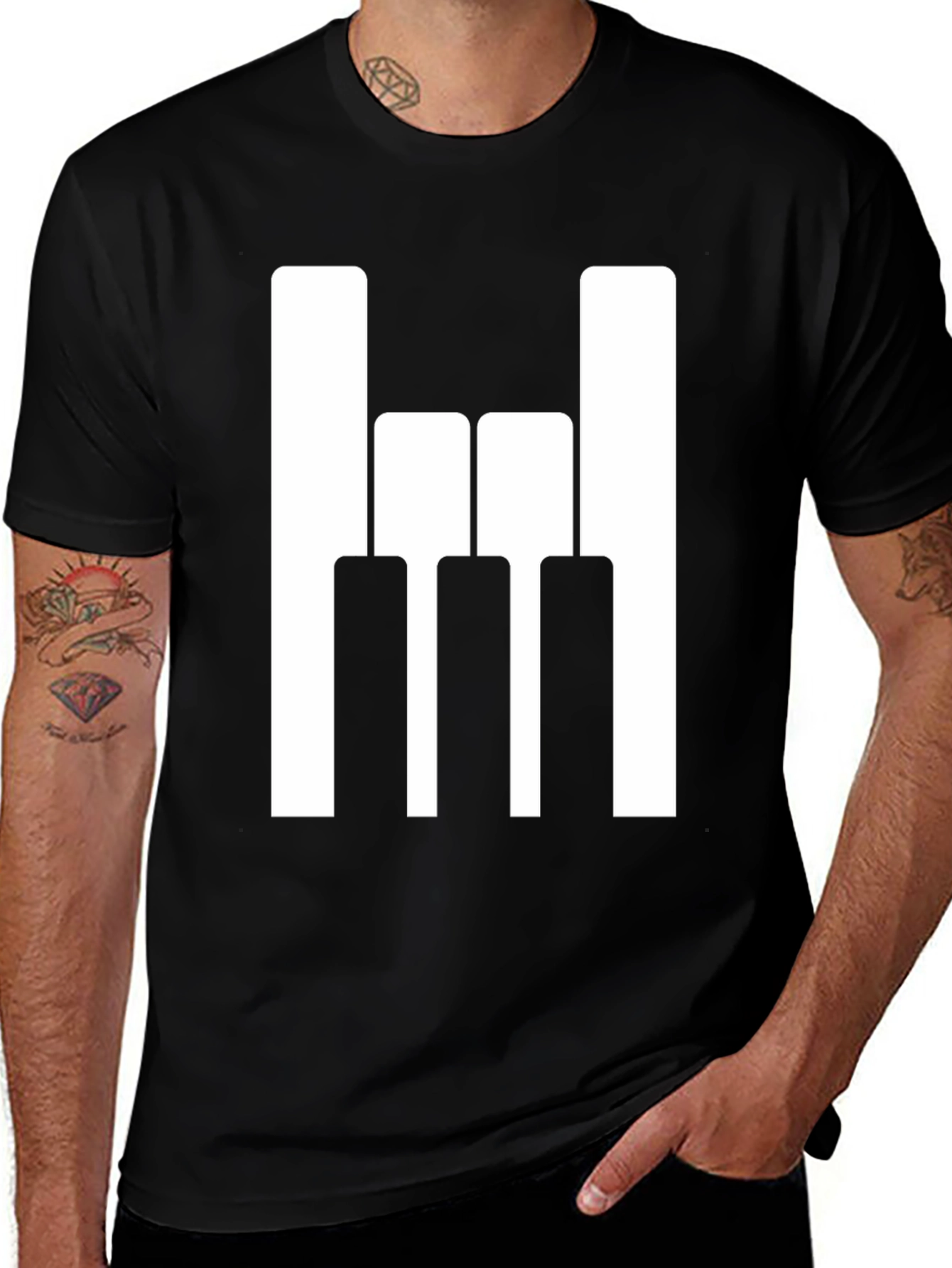 Rock On Piano Keys Graphic T-Shirt