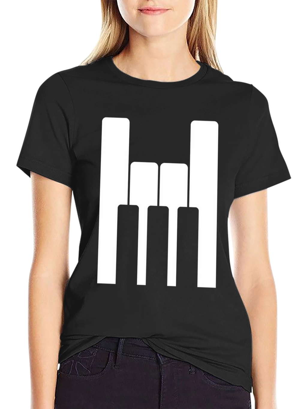 Rock On Piano Keys Graphic T-Shirt