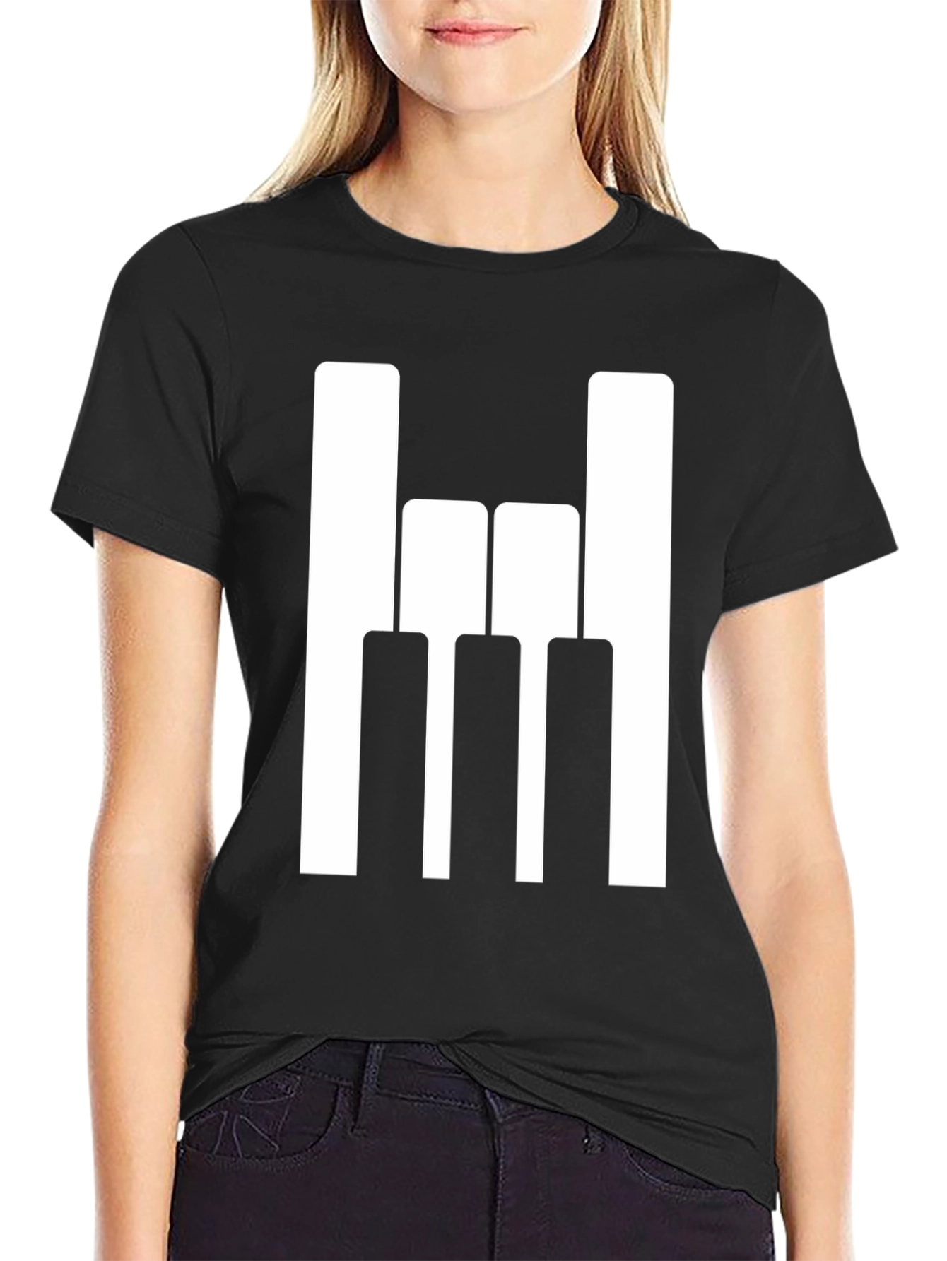 Rock On Piano Keys Graphic T-Shirt