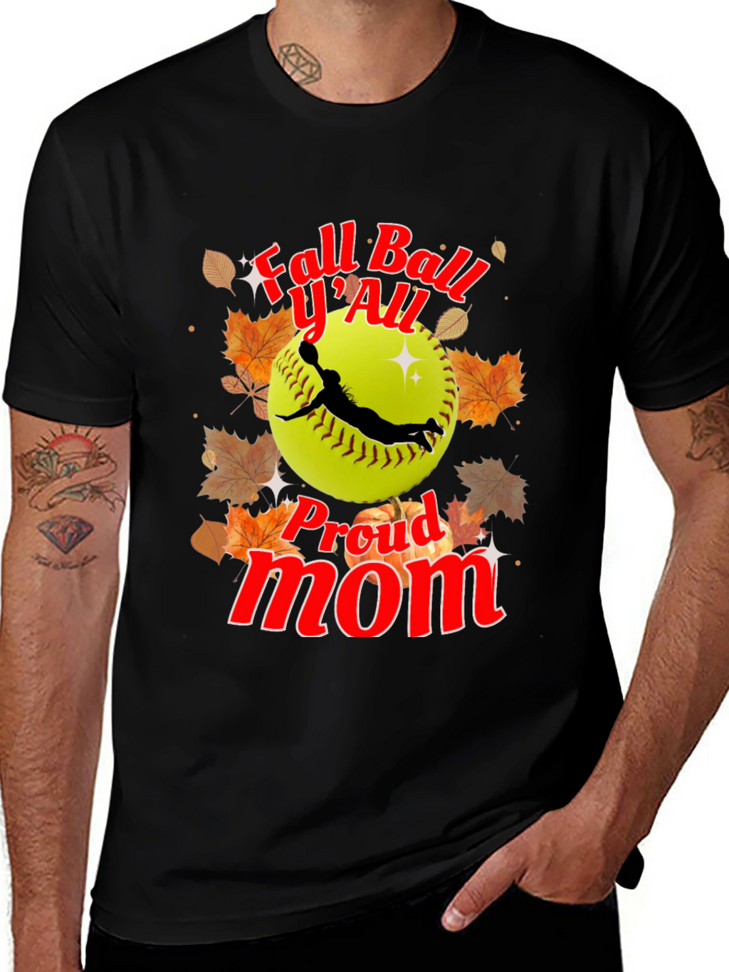 Fall Ball YAll Proud Mom Softball T-Shirt