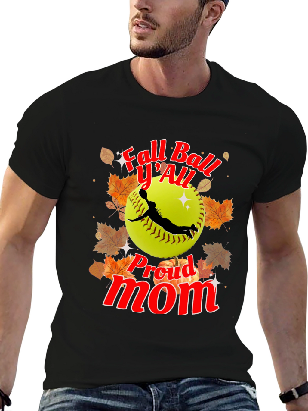 Fall Ball YAll Proud Mom Softball T-Shirt