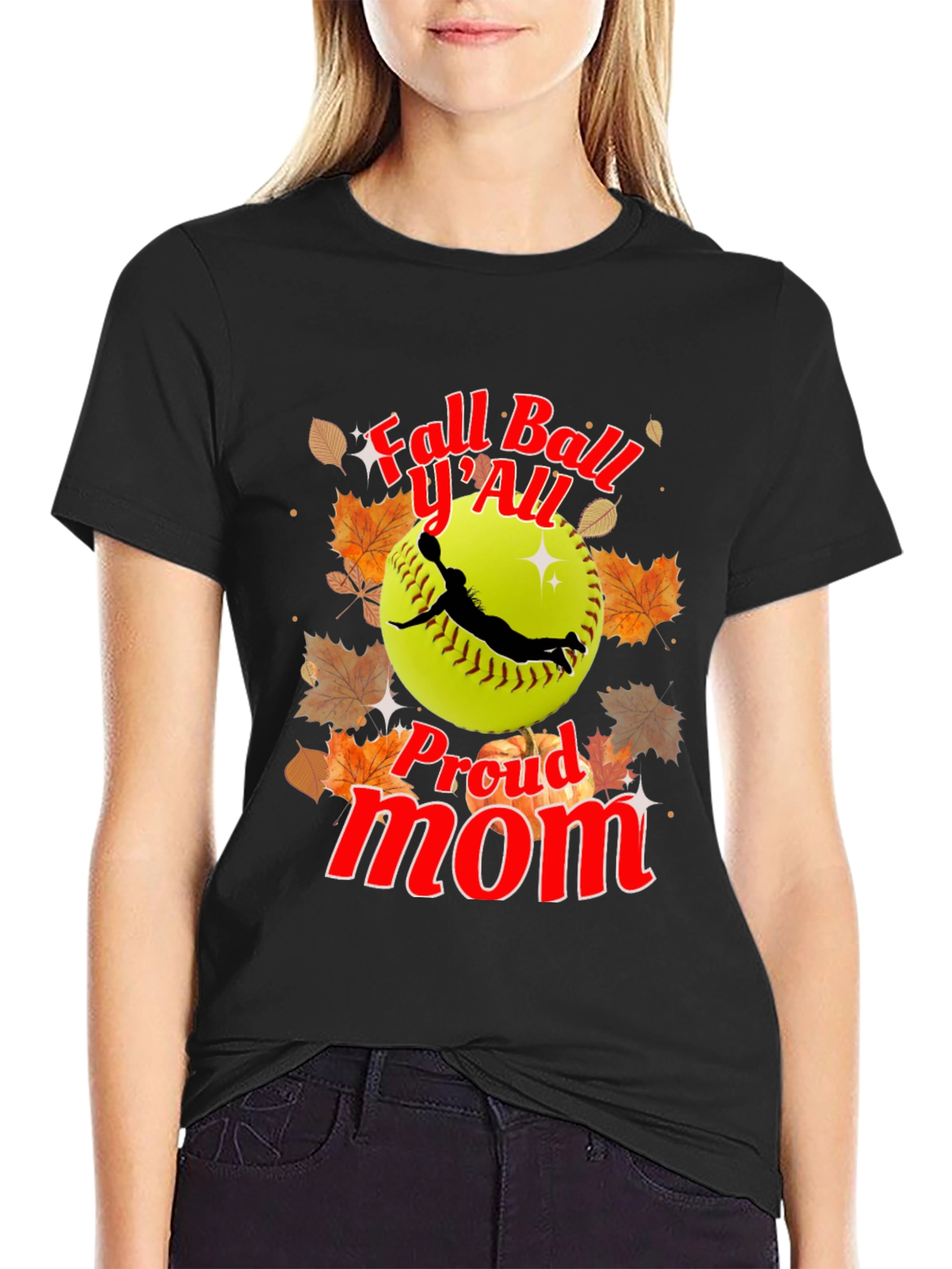 Fall Ball YAll Proud Mom Softball T-Shirt