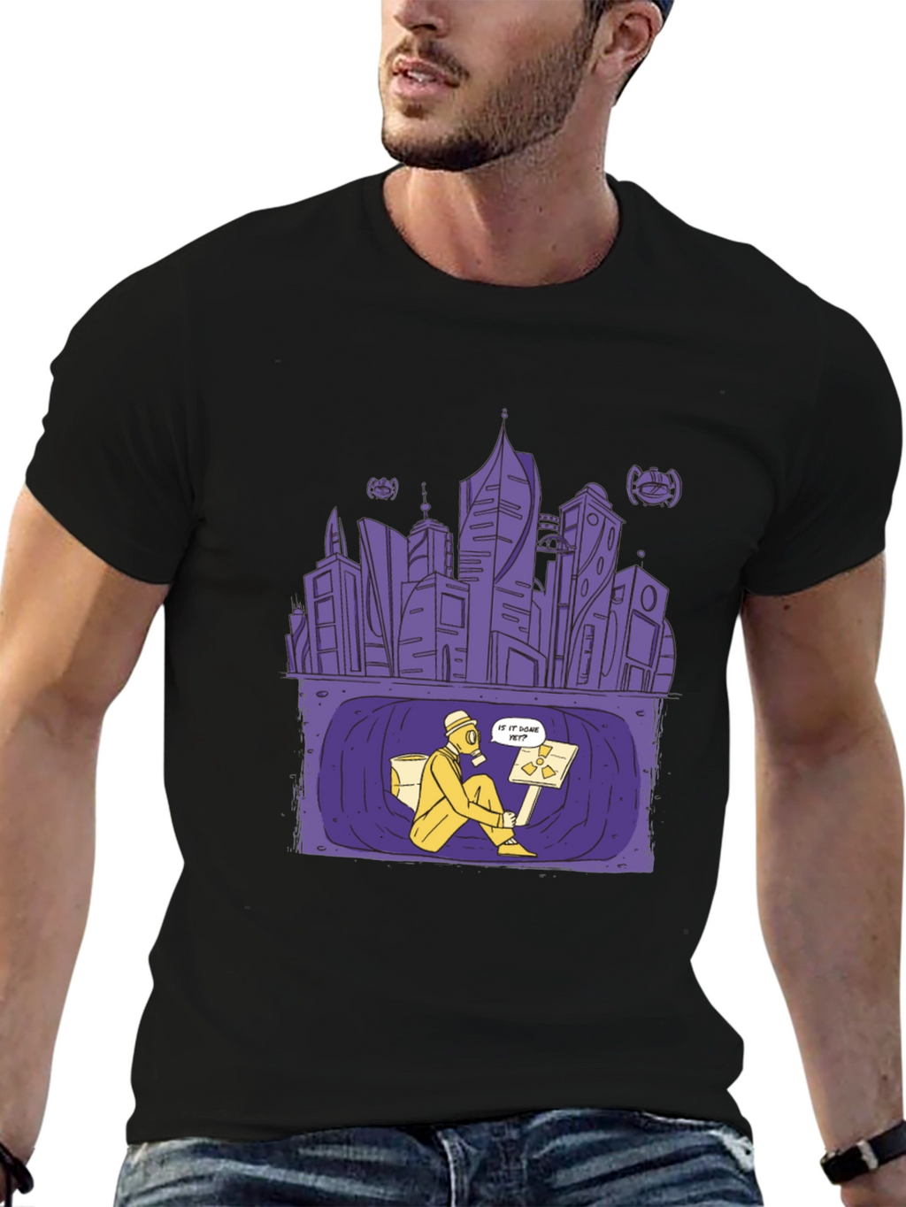 Apocalyptic City T-Shirt - Gas Mask Design