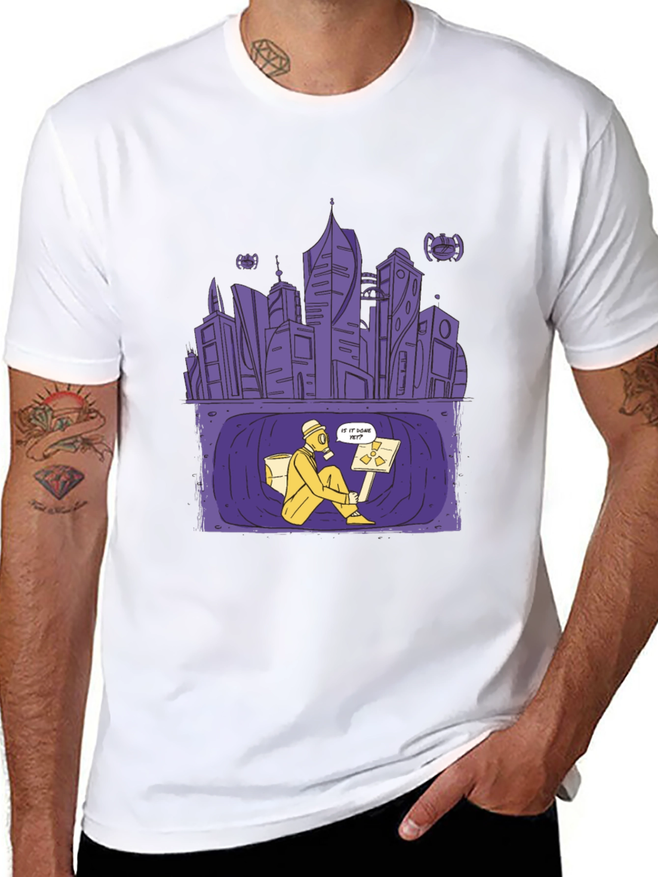 Apocalyptic City T-Shirt - Gas Mask Design