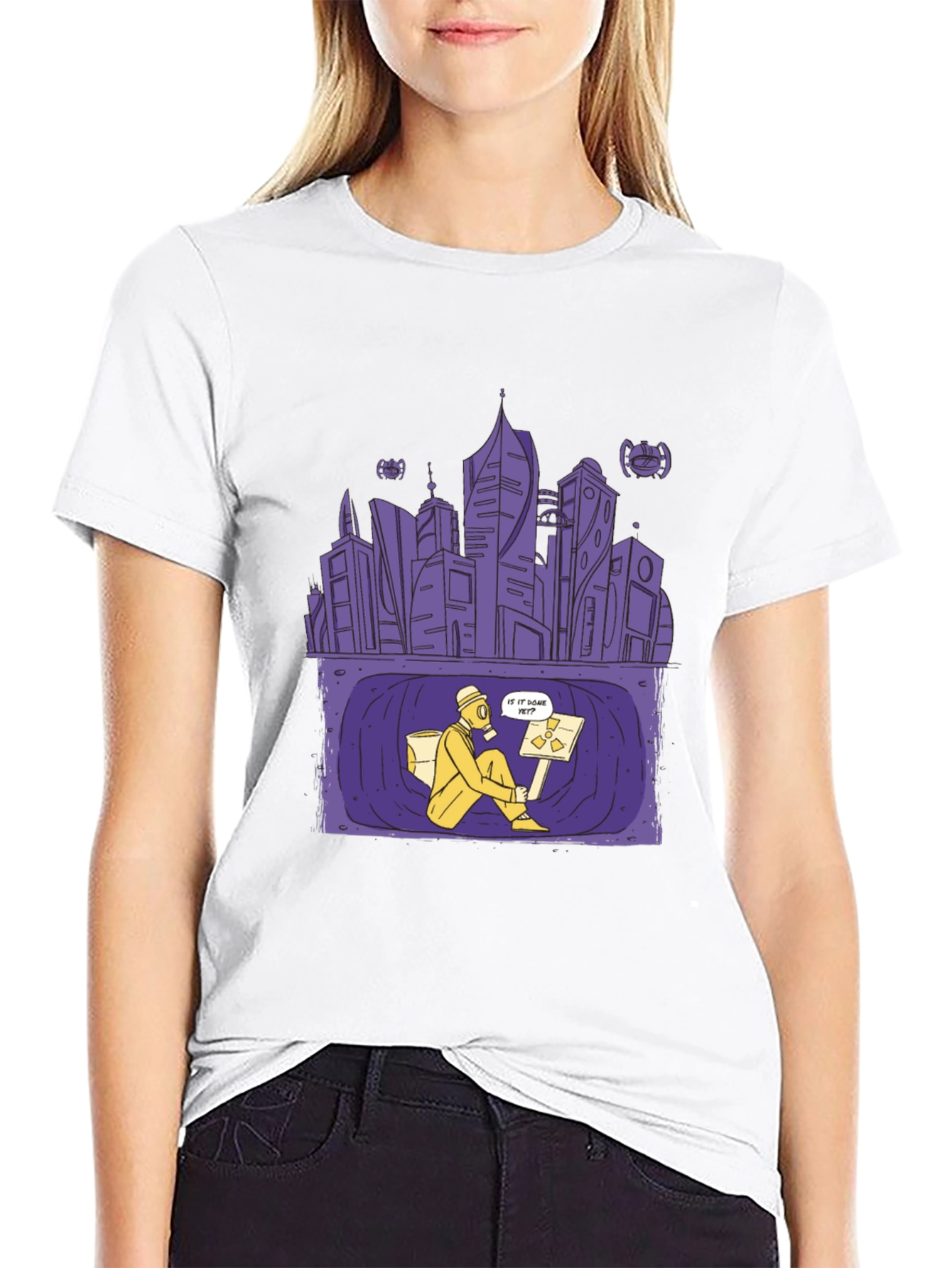 Apocalyptic City T-Shirt - Gas Mask Design