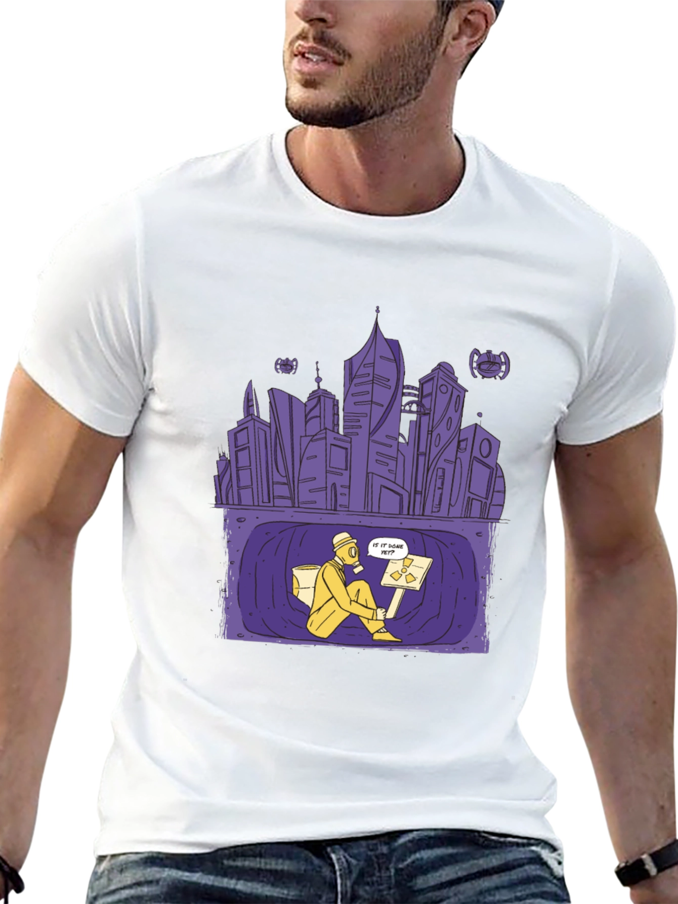 Apocalyptic City T-Shirt - Gas Mask Design