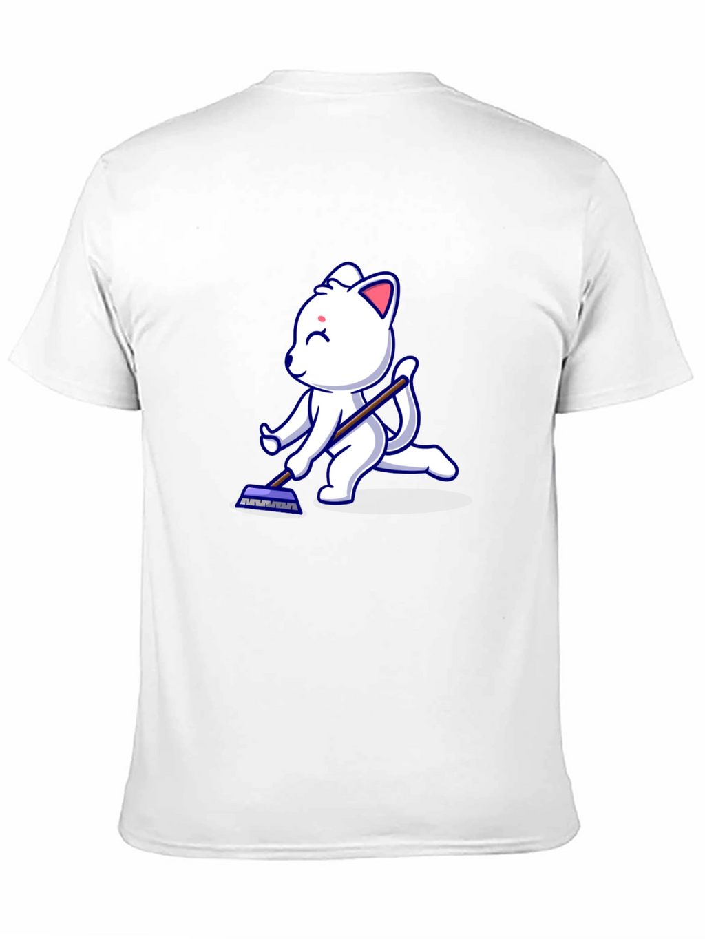 Cute Cat Cleaning T-Shirt - Black Cotton Tee