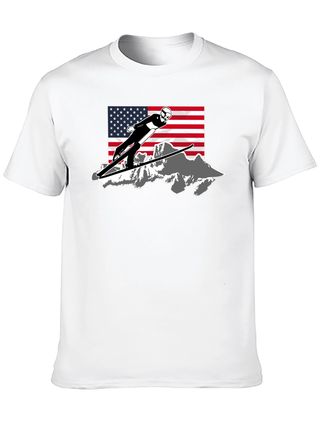 Ski Jumper USA Flag Graphic T-Shirt