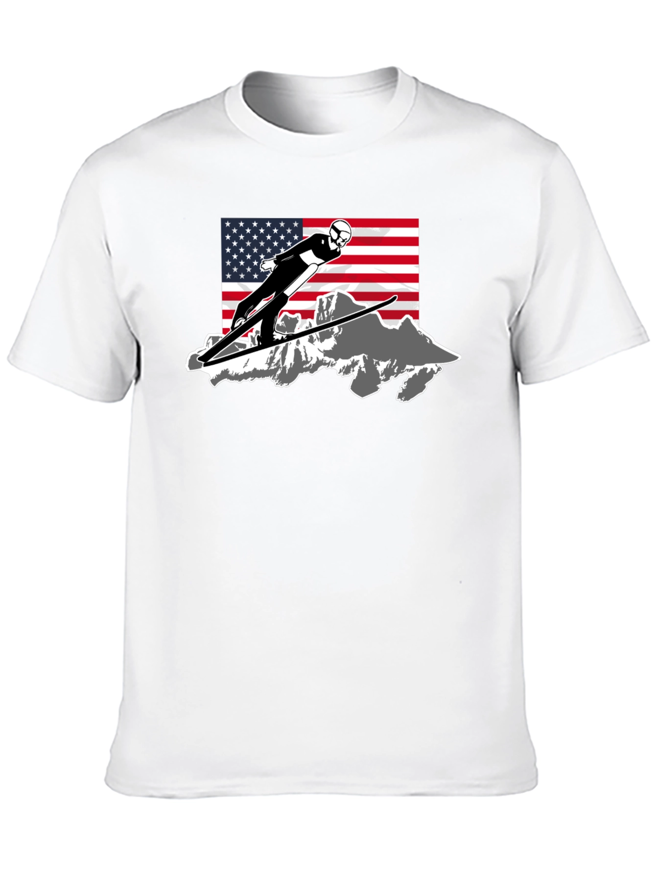 Ski Jumper USA Flag Graphic T-Shirt