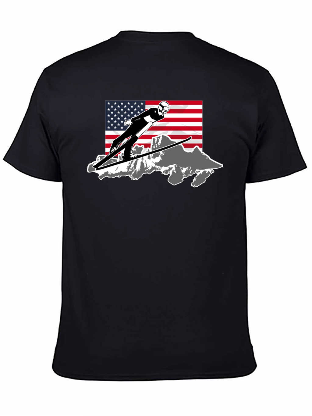 Ski Jumper USA Flag Graphic T-Shirt