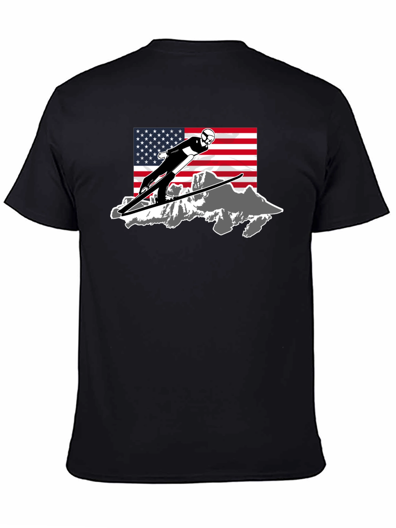 Ski Jumper USA Flag Graphic T-Shirt