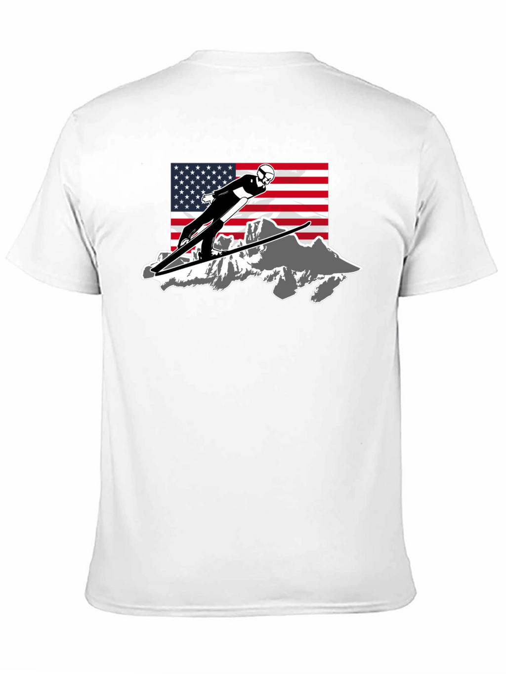 Ski Jumper USA Flag Graphic T-Shirt