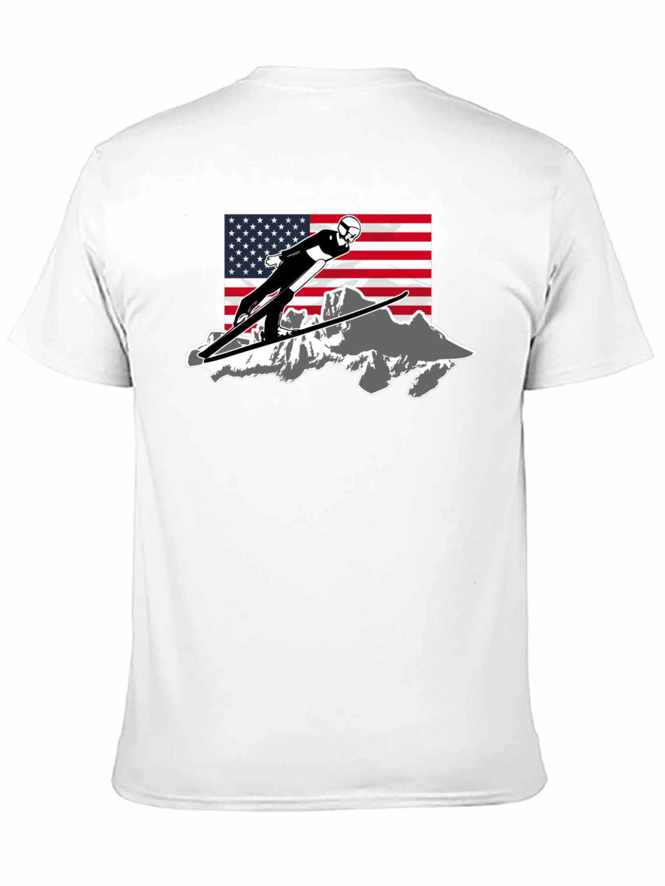 Ski Jumper USA Flag Graphic T-Shirt
